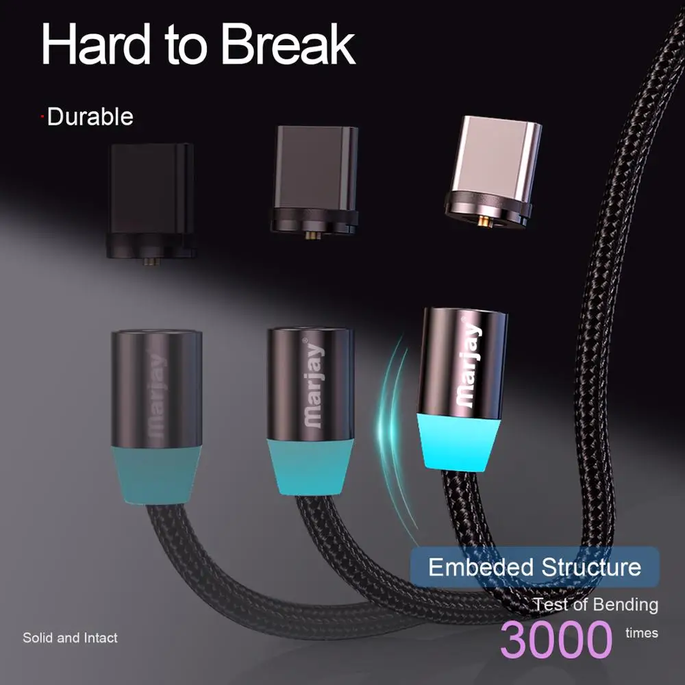 Mагнитный кабель Marjay для быстрой зарядки Micro usb type C iPhone samsung Xiaomi Мобильный телефон
