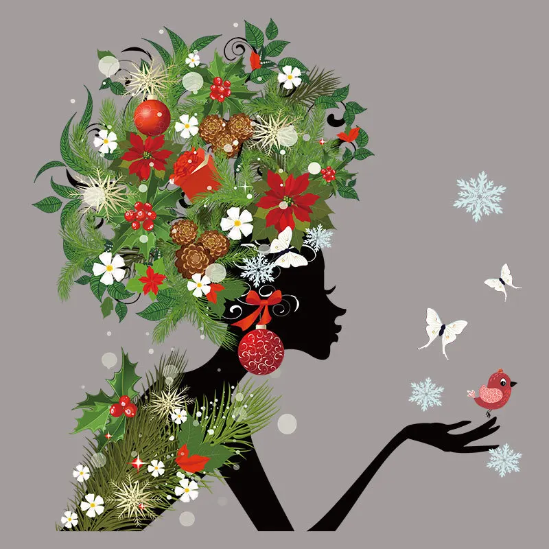 

Christmas leaves Adhesive Patch For Black Women Clothes Thermal Transfer Craft Hot Tear Custom Patch African Girl T-shirt Jeans