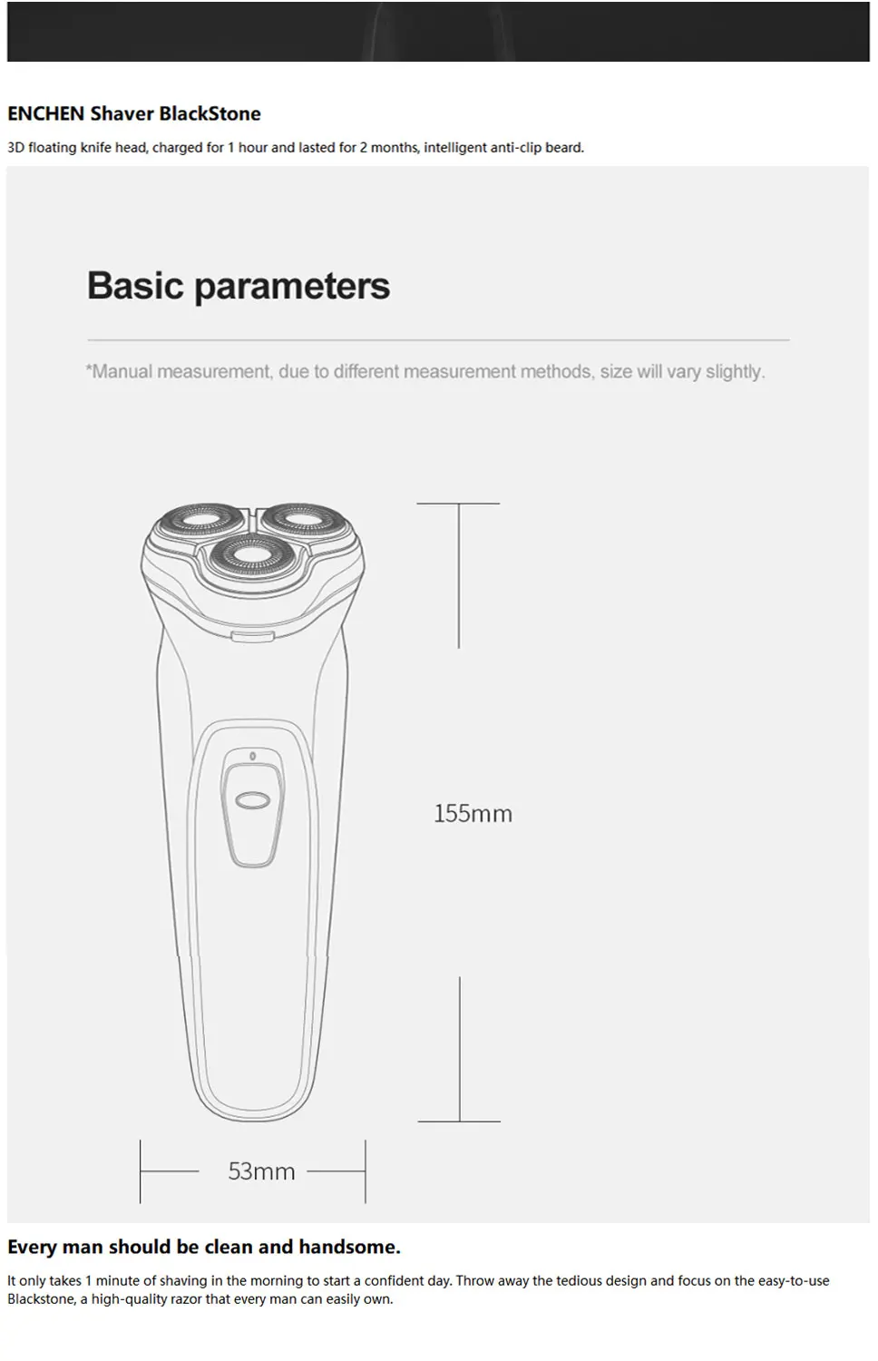 Original XIAOMI face shaver Enchen BlackStone 3D Electric Shaver, Men Washable Type-C USB Rechargeable Shaving Beard Machine