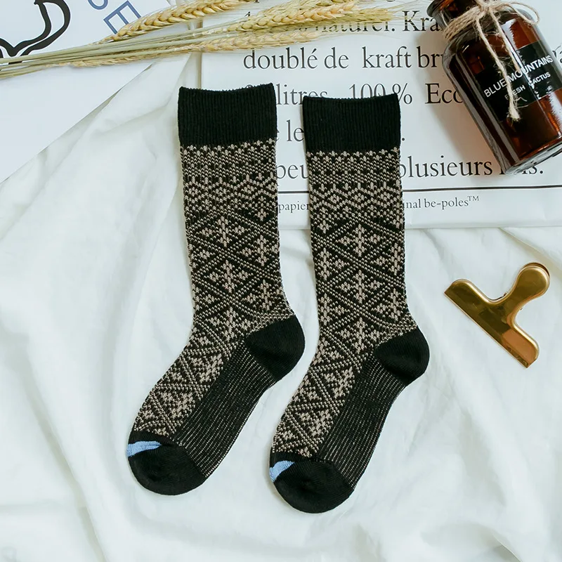 

All-match Children's Socks Trendy Kids Socks Autumn Winter Combed Cotton Retro Fashion National Wind Double-needle Middle Socks