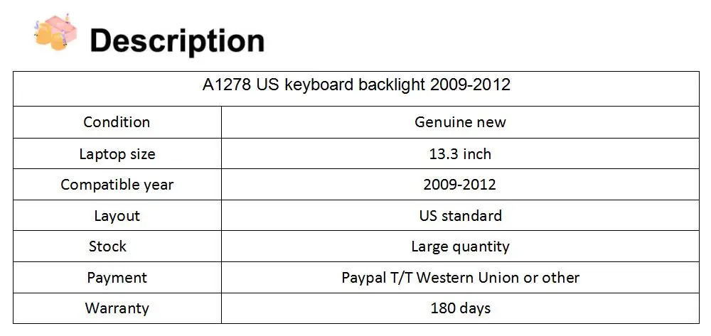 Новая клавиатура с подсветкой для MacBook Pro 1" A1278 подсветка 2009 2010 2011 2012 лет