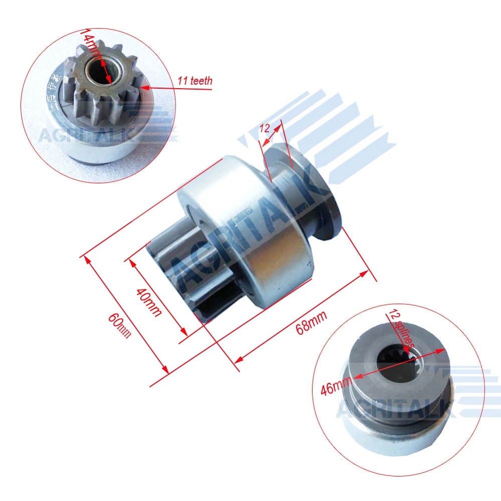 Шестерня привода для стартера QDJ265F (24 В 11 зубьев) для Weifang Weichai R4105 R4108, R6105 серии Использование двигателя, номер детали: