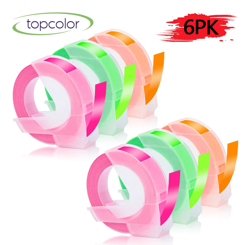 Topcolor флуоресцентная лента для этикеток 3D эффект Замена Dymo ручная этикетка Motex E101