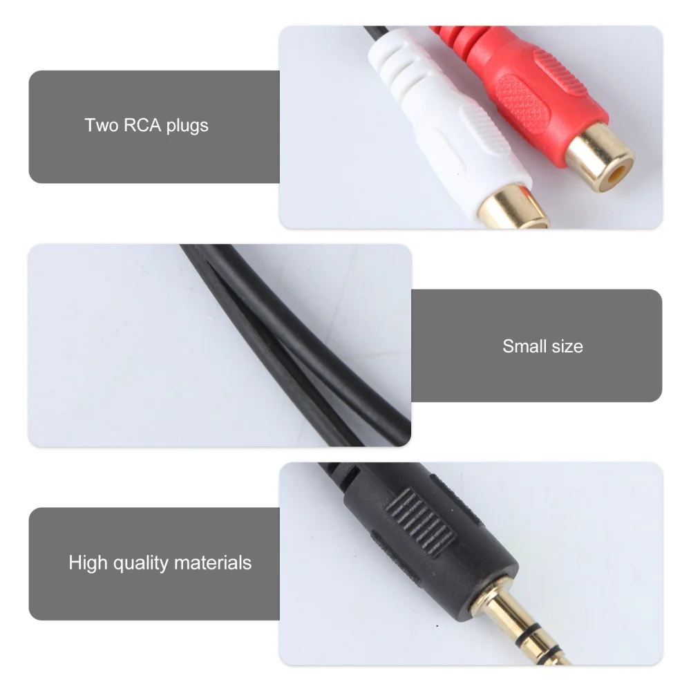 

6-inch Standard 3.5mm Stereo Plug to RCA Female Cable (Black)