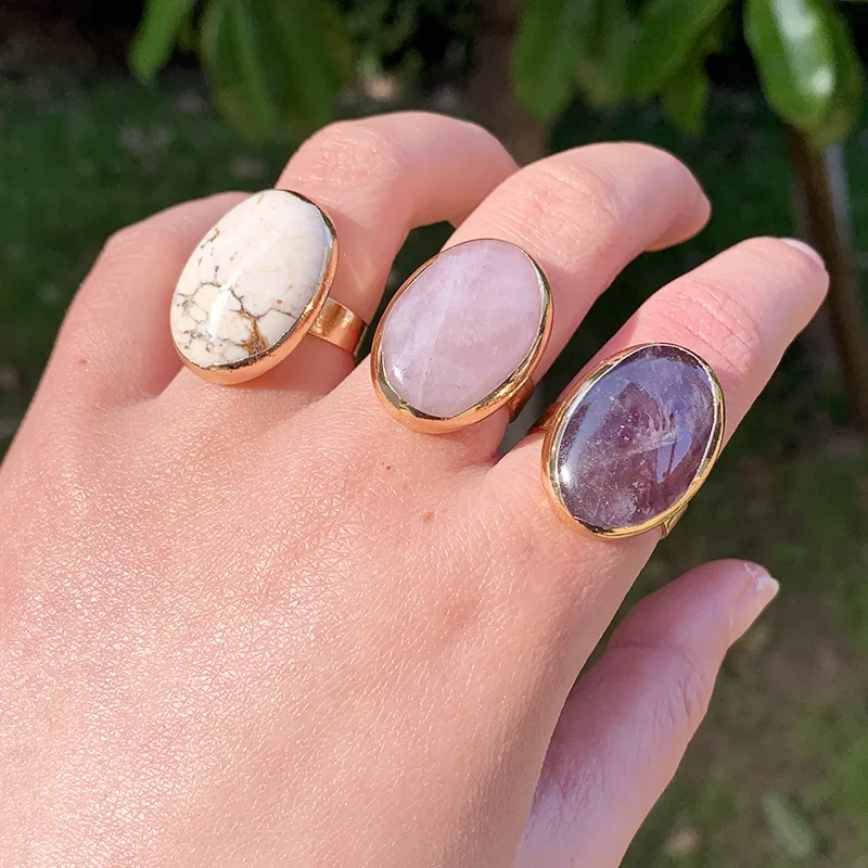 Обручальное кольцо с натуральным бирюзовым аметистом и розовым кварцем |