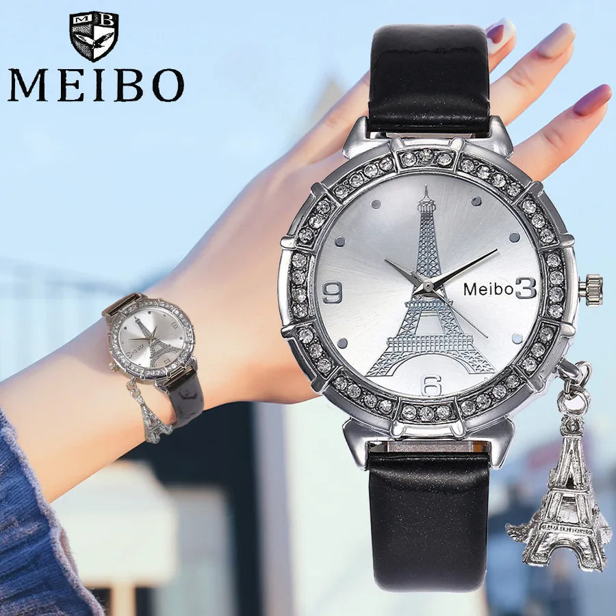 Роскошные дизайнерские женские часы с Эйфелевой башней кожаный браслет со