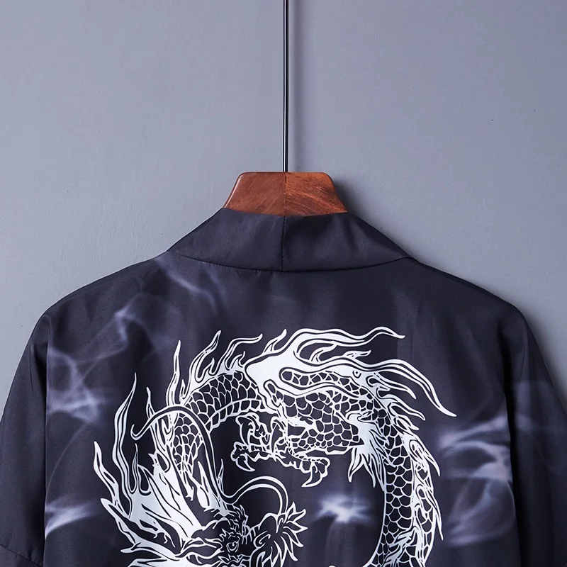 Кимоно в японском стиле для мужчин и женщин черный кардиган уличном халат с