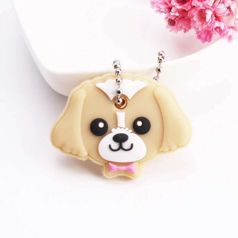 Cartoon Anime Cute Key Cover Cap Silicone Mickey Stitch Bear Keychain Women Gift Owl Porte Clef Minne Key Chain - Цвет: Photo Color34