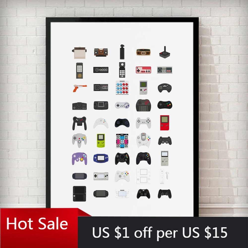Игровые контроллеры для видеоигр Картина на холсте принты подарок мальчиков