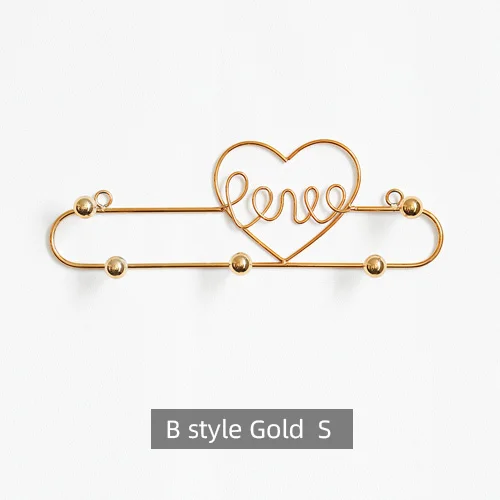 B Gold -S Домашняя вешалка для ключей, настенный держатель для кухонного зонта, металлические тепловые крючки для сумок, одежды, ванной комнаты, настенная вешалка для ключей, Декоративная вешалка - Цвет: B Gold -S