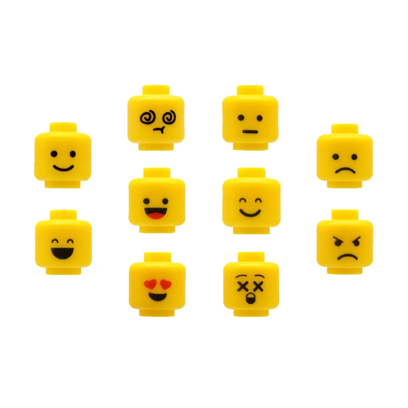 10PCs Assortment Lot Mini Heads Printed Face Expression for MOC Construction Blocks Building Bricks Toys Children | Игрушки и хобби