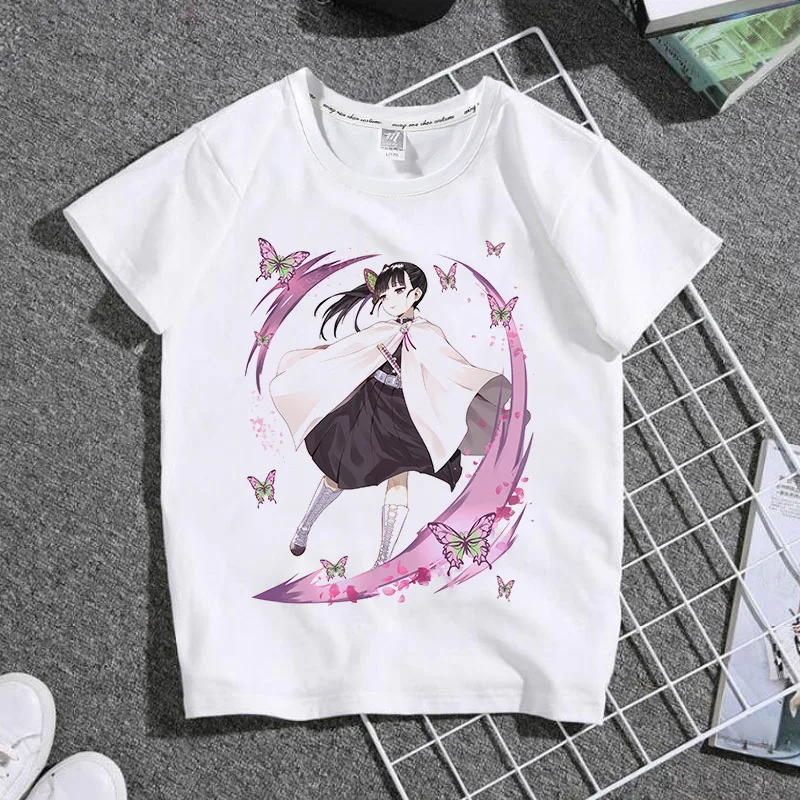 

Hot Kawaii Cartoon Cute Butterfly Demon Slayer Mother Kids Clothes Children's T-shirt Tops Female Tee Summer Women T-shirts