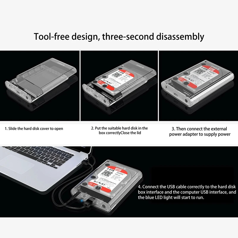 

ORICO 3139U3 Transparent HDD Case 3.5 Inch SATA to USB 3.0 Transparent HDD Enclosure Plug and Play Hard Drive Case for Computer