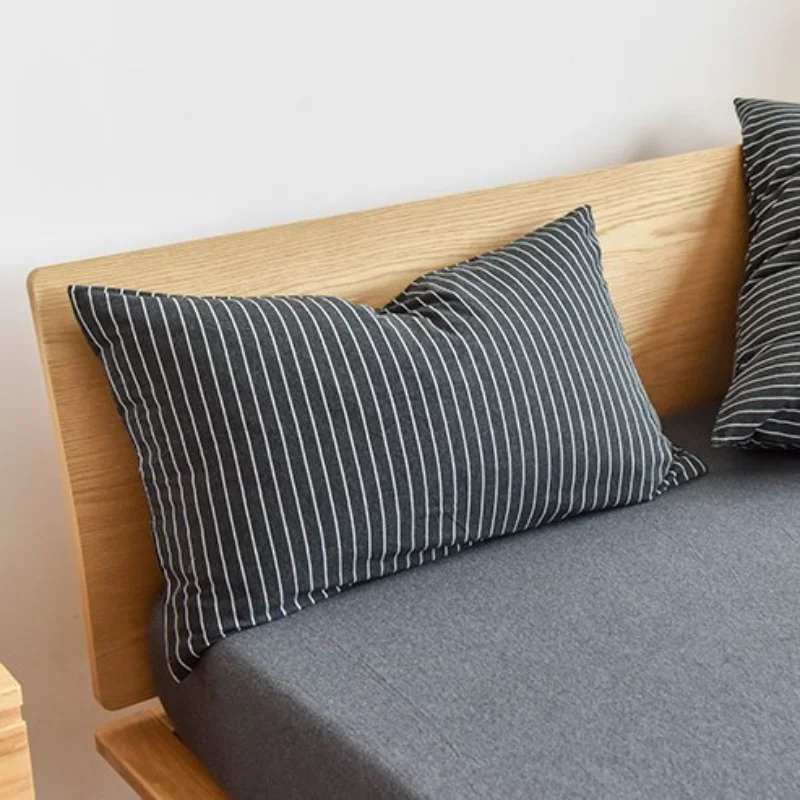 

Японская вязаная наволочка из чистого хлопка, простой полосатый одиночный Dzi, наволочка из чистого хлопка, 2 предмета, стандартный размер