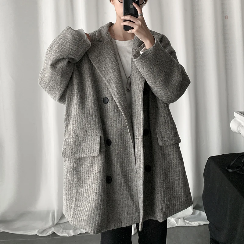 

2019 Autumn And Winter Korean Version Of The Lazy Loose European And American Leisure Sports Long Jacket Streetwear