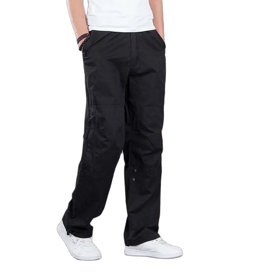Брюки-карго мужские с карманами свободные прямые длинные штаны в стиле хип-хоп