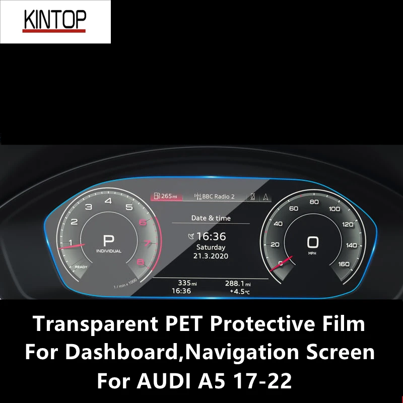 For AUDI A5 17-22 Dashboard,Navigation Screen Transparent PET Protective Film Anti-scratch Repair Film Accessories Refit