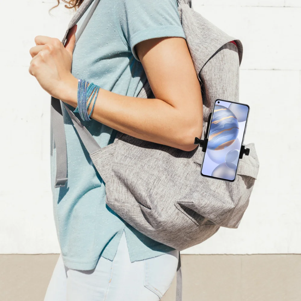 

1 Pc Backpack Clamp Mount Cellphone Supporter for Video Recording (Black)