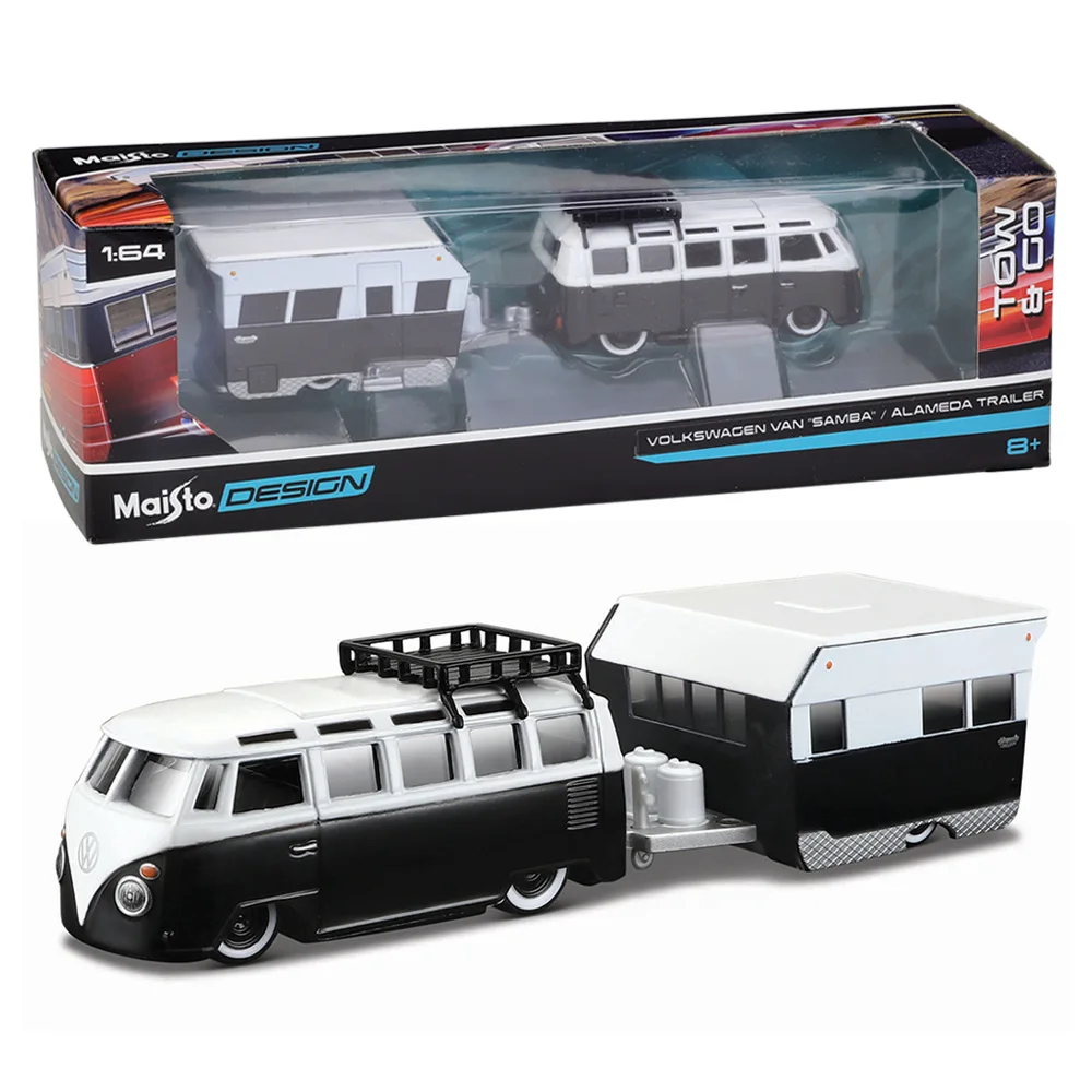 

Maisto 1:64 Volkswagen Van Samba / Alameda Trailer trailer model simulation car model alloy car toy male collection gift