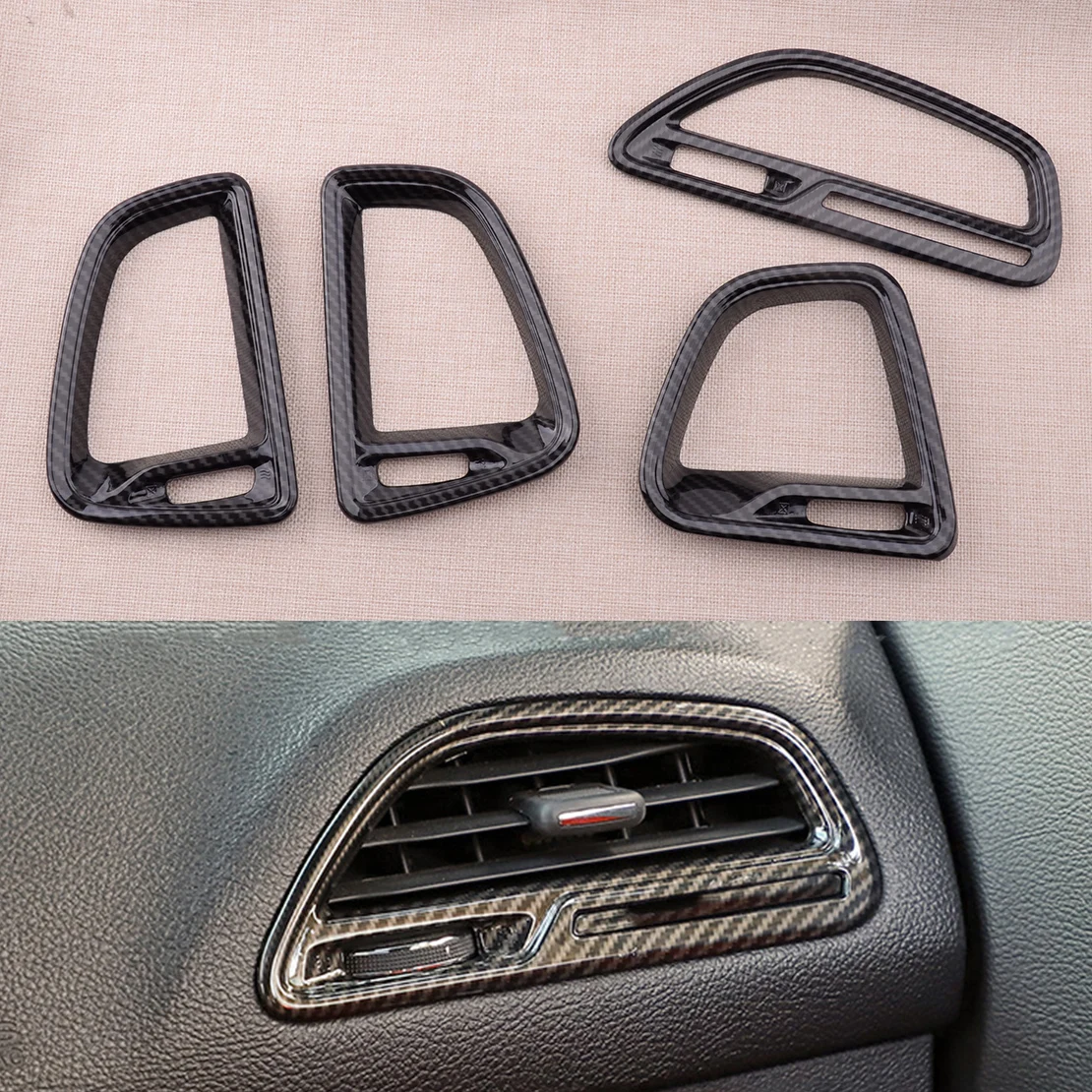 

1 Set ABS Carbon Fiber Style Center Console Air AC Vent Outlet Cover Trim Fit For Dodge Challenger 2015-2017 2018 2019 2020