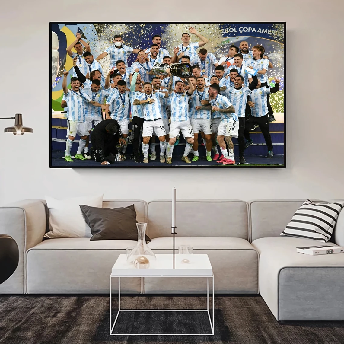 

2021 чемпион, Аргентина, футбол, плакат, холст, Художественная печать, украшение для дома, настенная живопись (без рамки)