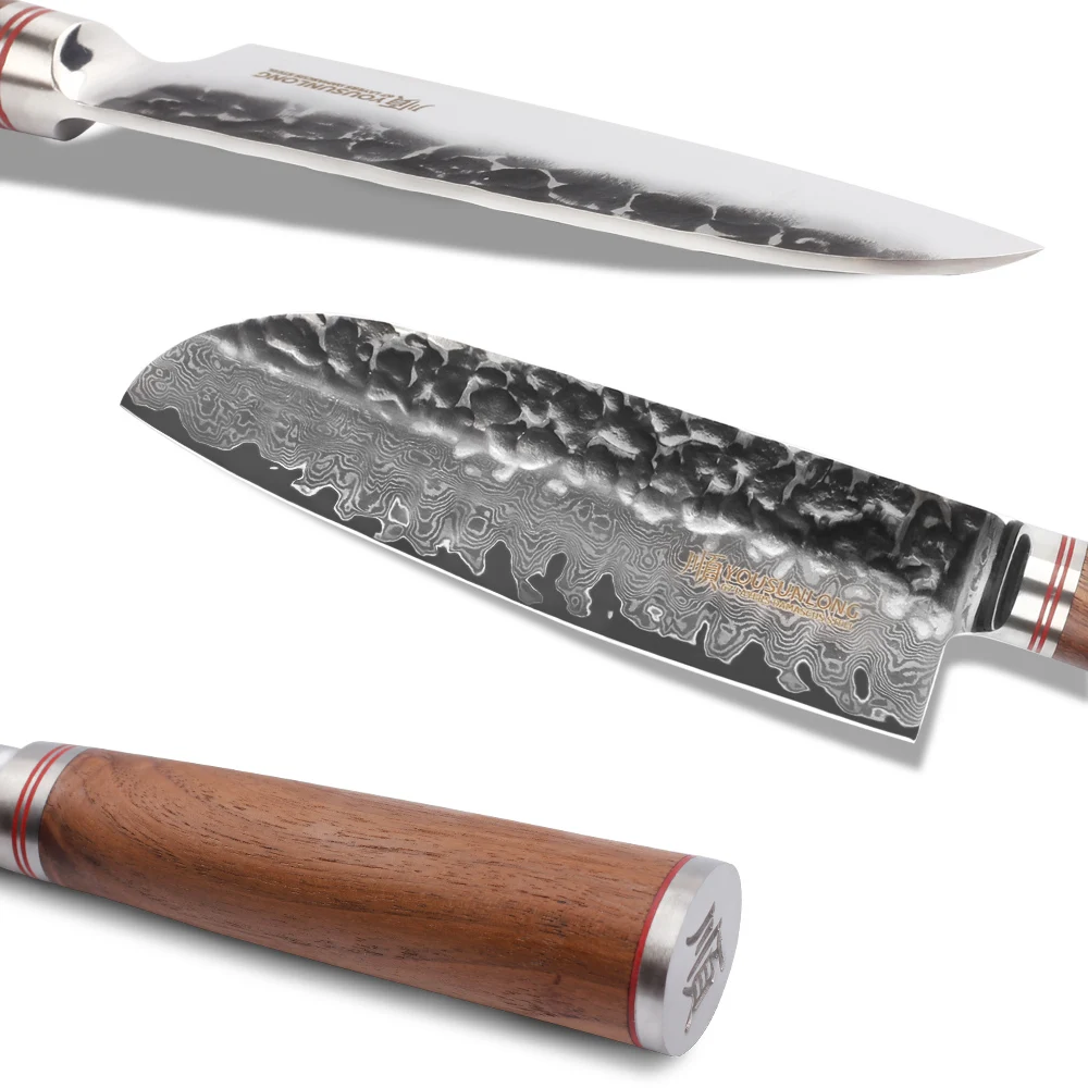 Ножи YOUSUNLONG Santoku профессиональный шеф повар из дамасской стали 7 дюймов японская