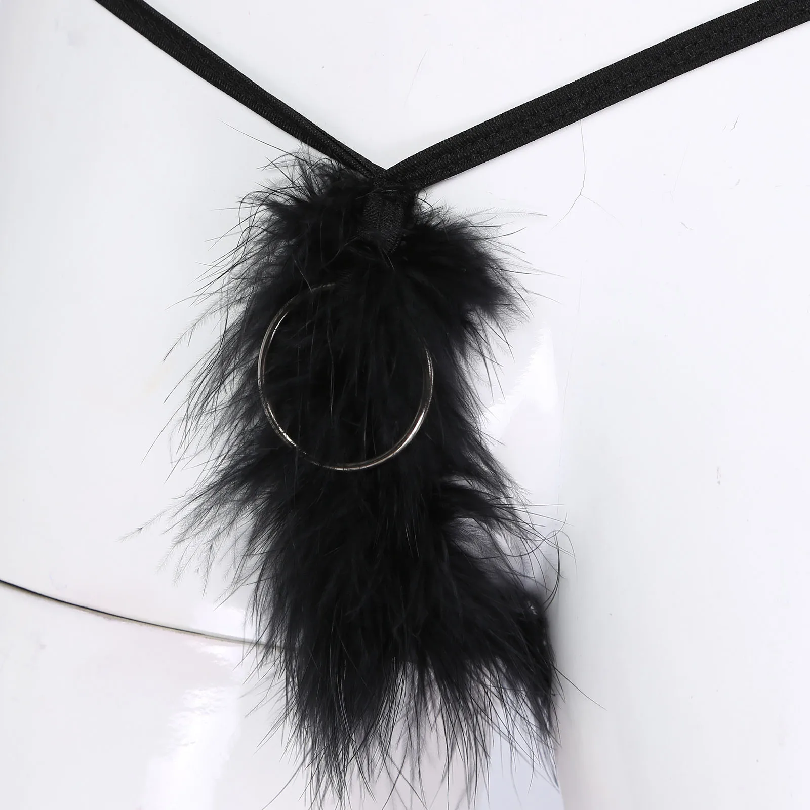 Мужское нижнее белье без бретелек с перьями Трусы-стринги низкой посадкой