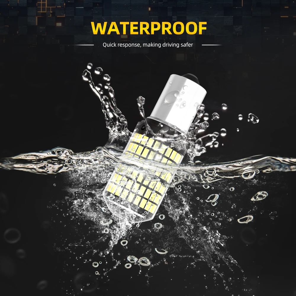 

LSlight BA15S Signal Light Bulb LED 1156 P21W CANBUS No Error Free Car Reserve Lamps 144SMD Auto Brake Stop Lights White Yellow