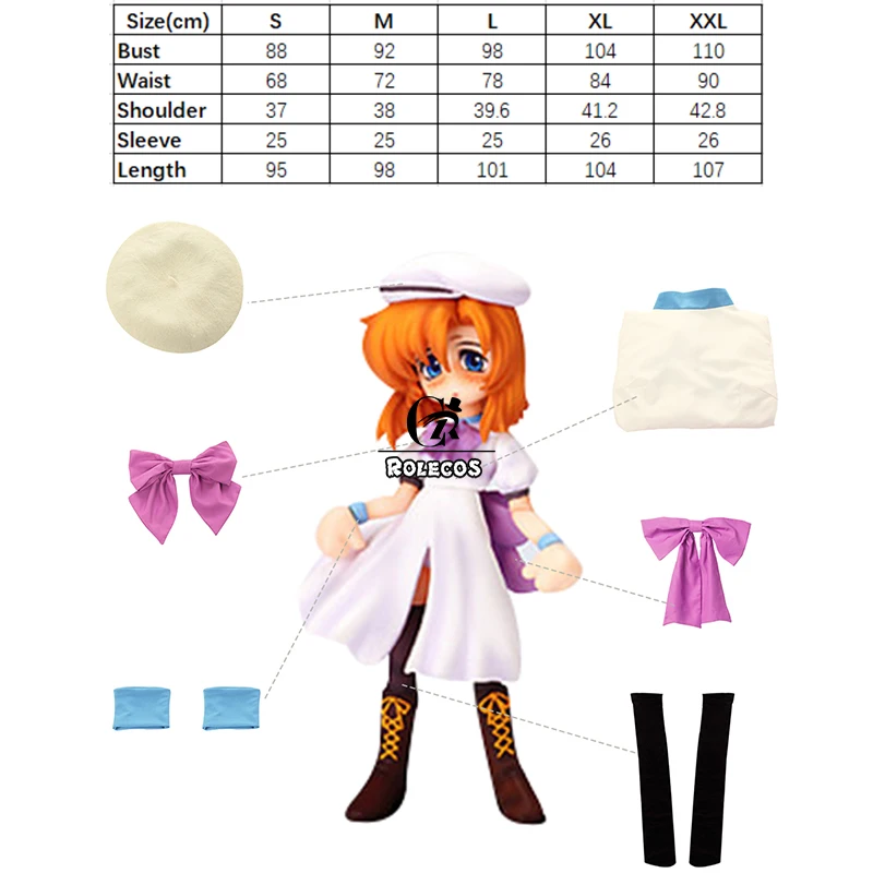 

ROLECOS Higurashi no Naku Koro ni Gou Cosplay Costume Ryugu Rena Cosplay Costume Outfit Women Dress Bow Hat Uniform Full Set