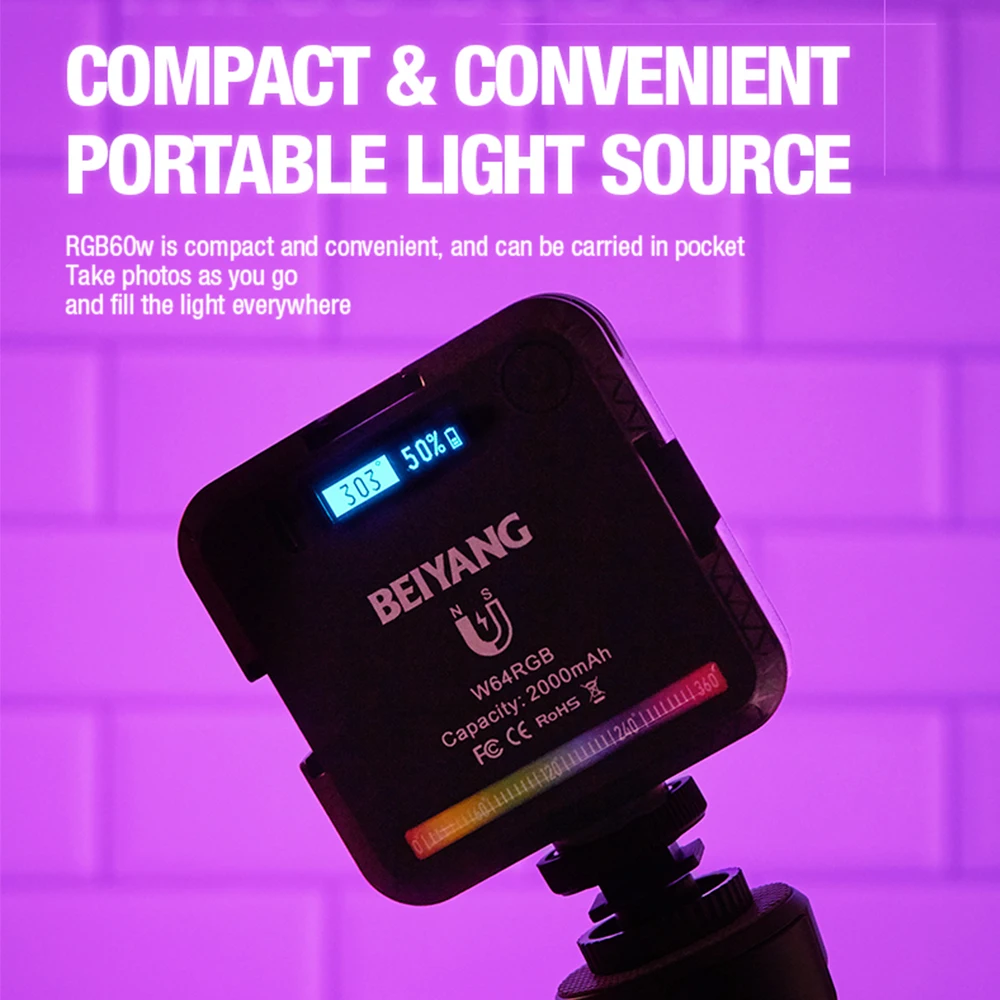 Светодиодная RGB-лампа BEIYANG для видеосъемки 2000 мАч |