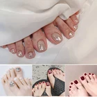 Короткие накладные ногти для пальцев ног, закрывающие ногти на ногах, искусственные ногти на ногах для женщин и девушек, SHRA889