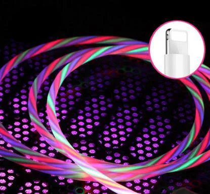 For iphone Colorful Автомобильный светодиодный usb-кабель для зарядки и передачи данных с подсветкой для Lada Granta Vaz Калина приора Niva Samara 2 2110 Largus 2109 2114 2112 - Испускаемый цвет: For iphone Colorful