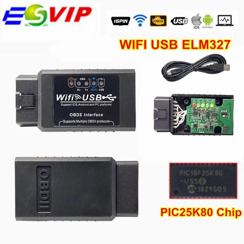 20 шт/диагностический инструмент ELM327 Wifi USB Авто сканер кода поддерживает Android IOS PC
