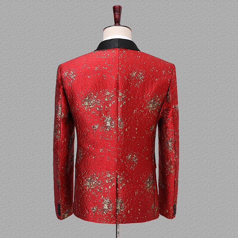 Шаль лацкан Мужские жаккардовые Блейзер Детская куртка небесно-синий и красный