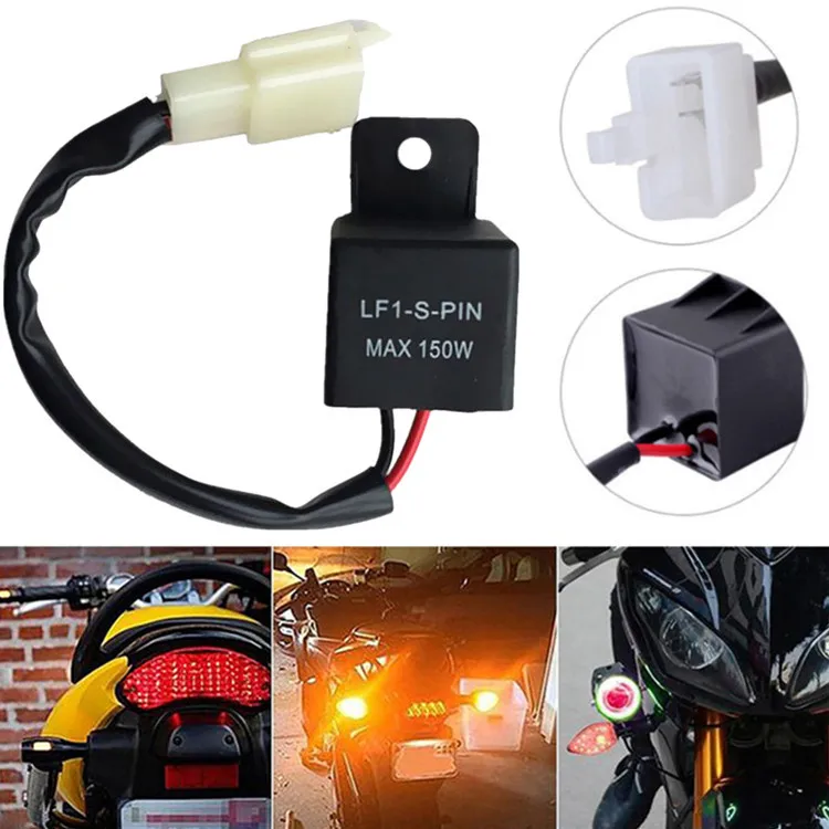 

12V 2-Pin Motorcycle Electronic LED Flasher Relay 150W LED Turn Signal Bulbs LED Turn Indicator Light Flasher Blinker Relay