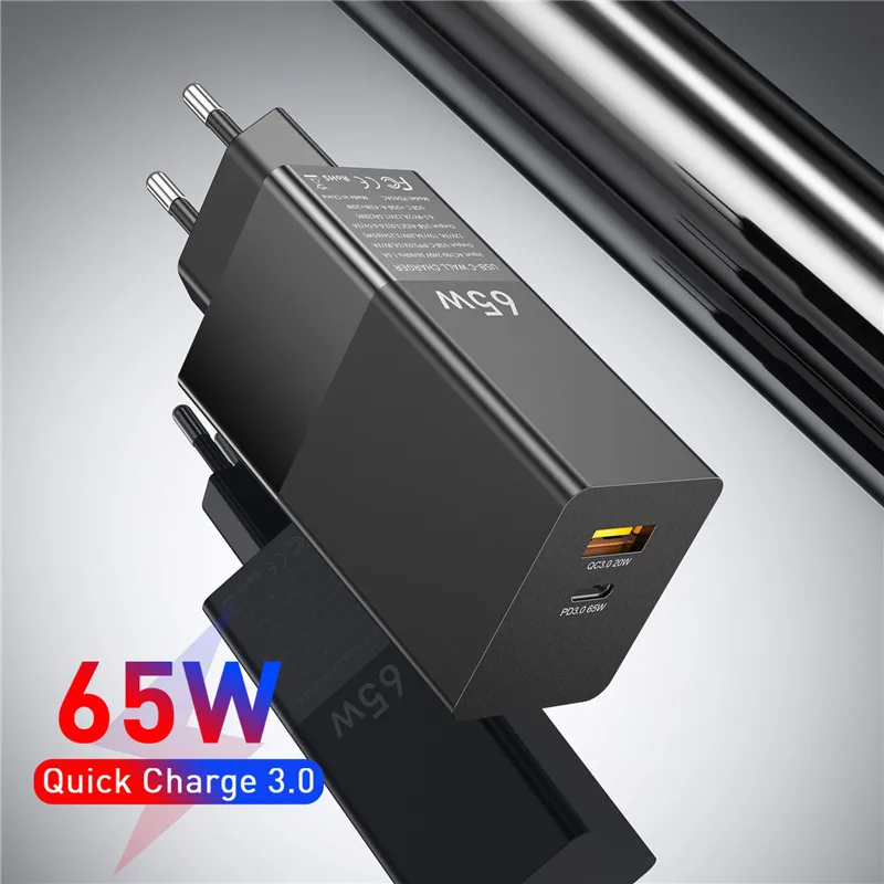 

USB-C зарядное устройство 65 Вт адаптер питания быстрая зарядка 4,0 3,0 Тип C PD USB зарядное устройство для телефона Xiaomi ноутбука QC 4,0 3,0 Быстрая заря...
