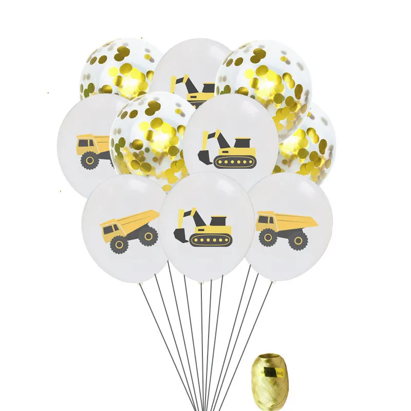 Конструктор автомобиль экскаватор латексный воздушный шар с конфетти