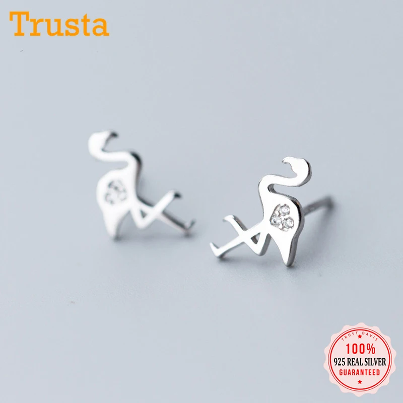 Женские серьги гвоздики Trusta из 100% серебра 925 пробы 9 мм х 13 с симметричным