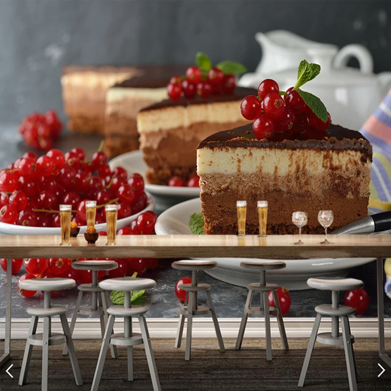 Пользовательские 3D обои торт гусиберри красное изображение еды для кухни