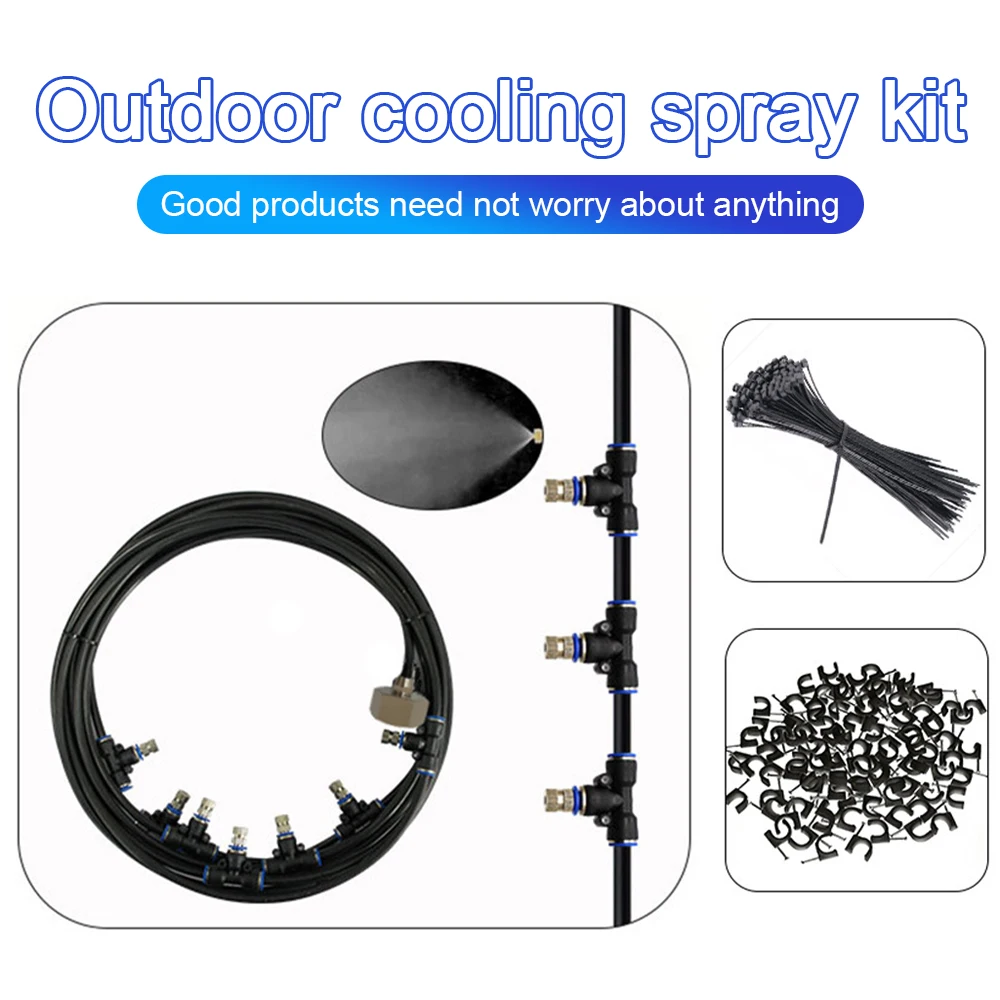 

Water Misting Cooling System Kit Cooling Spray Set Garden Cooling Low Pressure Spray Outdoor System Atomization Tube Set