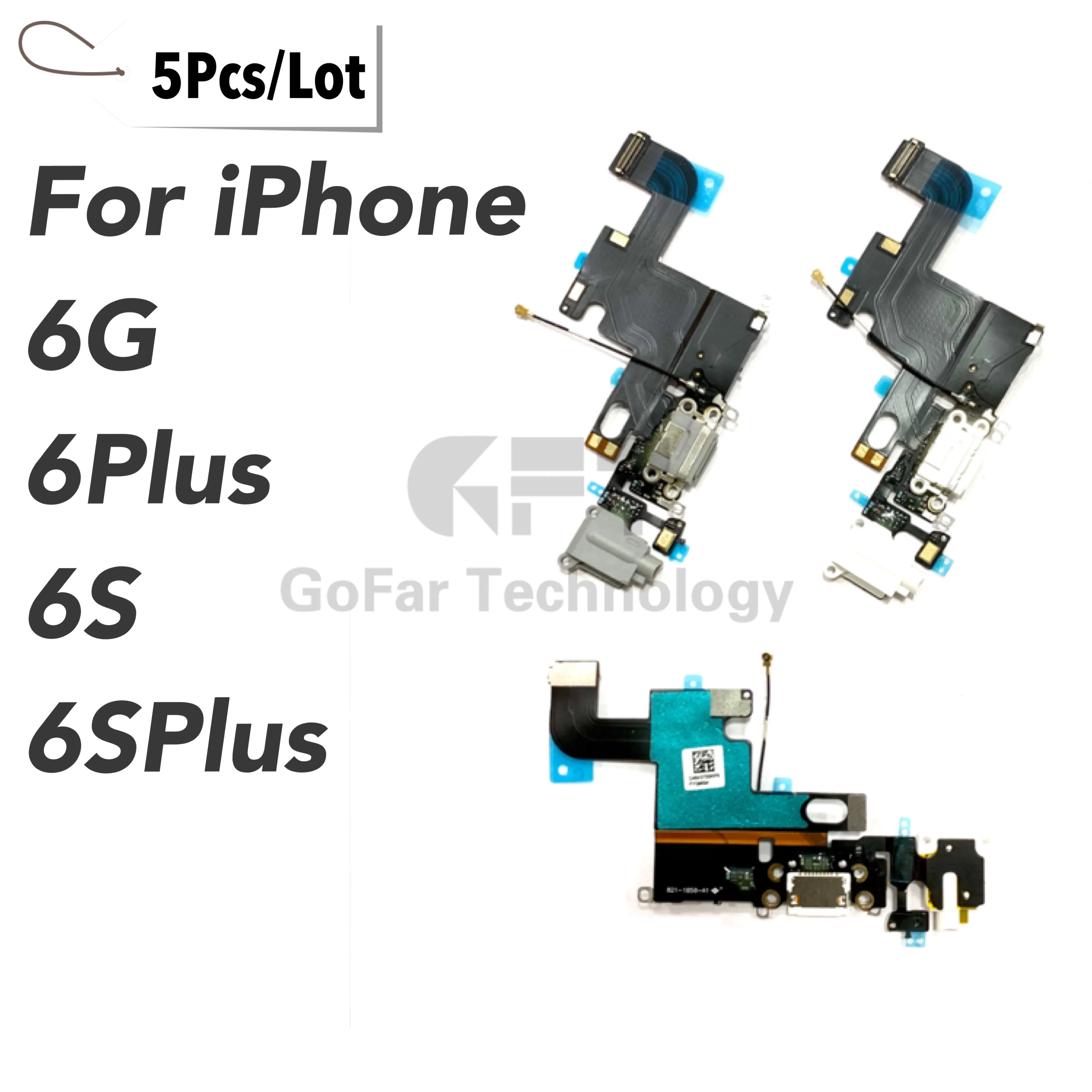 

5 шт. док-станция с USB-портом для зарядки гибкий кабель + микрофон + аудиоразъем для наушников запасная часть для iPhone 6 6G 6S Plus