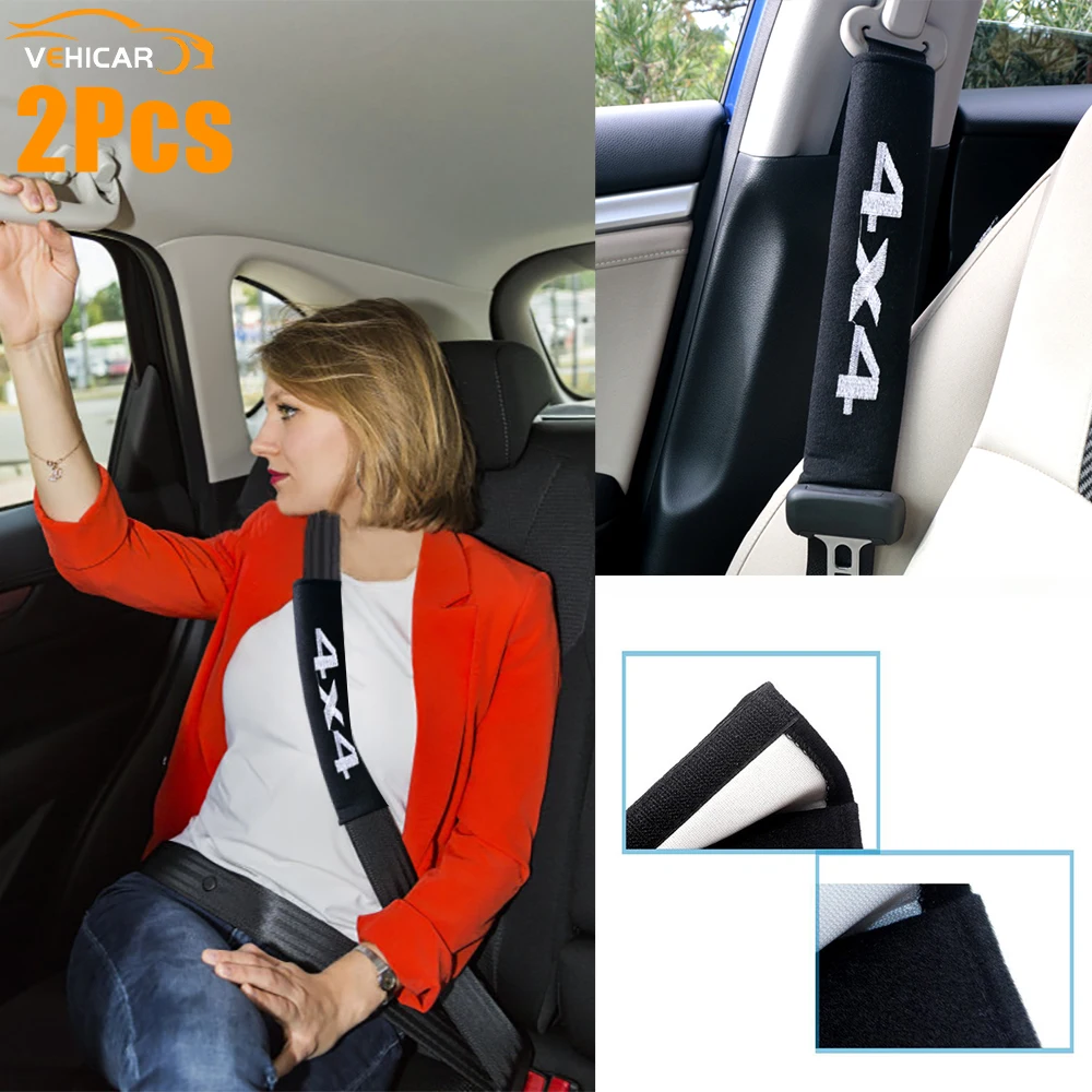 

VEHICAR 2PCS Car Seat Belt Pads 4X4 Cotton Safety Seat Belt Cover DIY Auto Accessories Driver Shoulder Care Auto Decoration