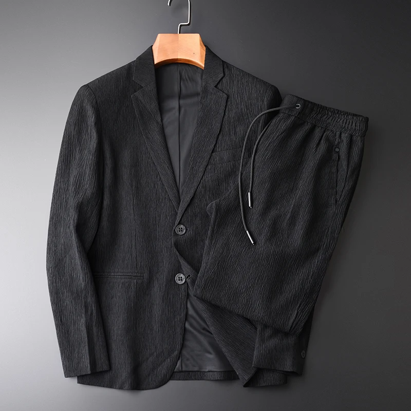 

Fashion Wrinkle Fabric Hight Quality Thin Business Casual Men's Suit Jacket Plus Size M L XL 2XL 3XL 4XL