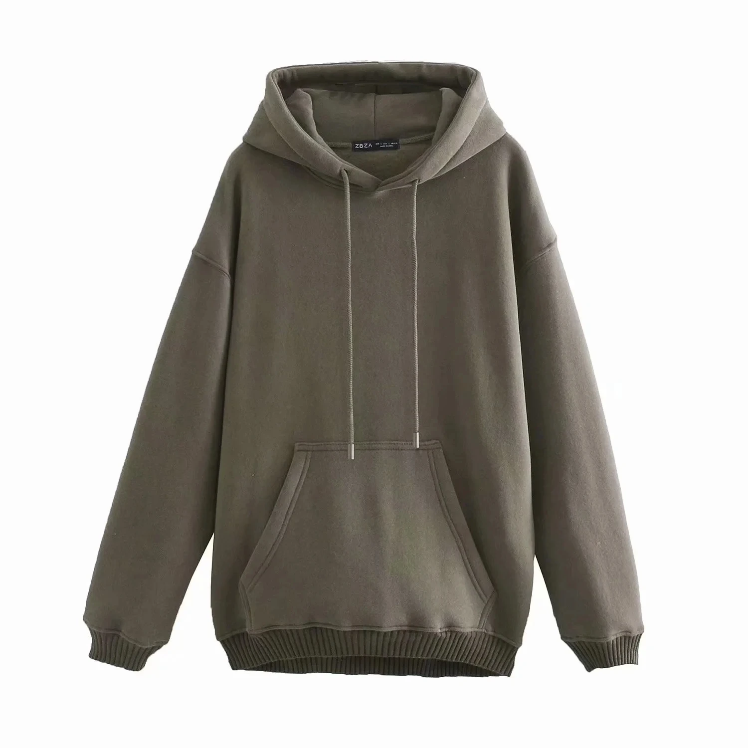 

Women Sweatshirt Pullovers Tops Kangaroo Plush Hooded Sweatshirt England HIgh Street Solid Loose Fleece Winter Hoodies