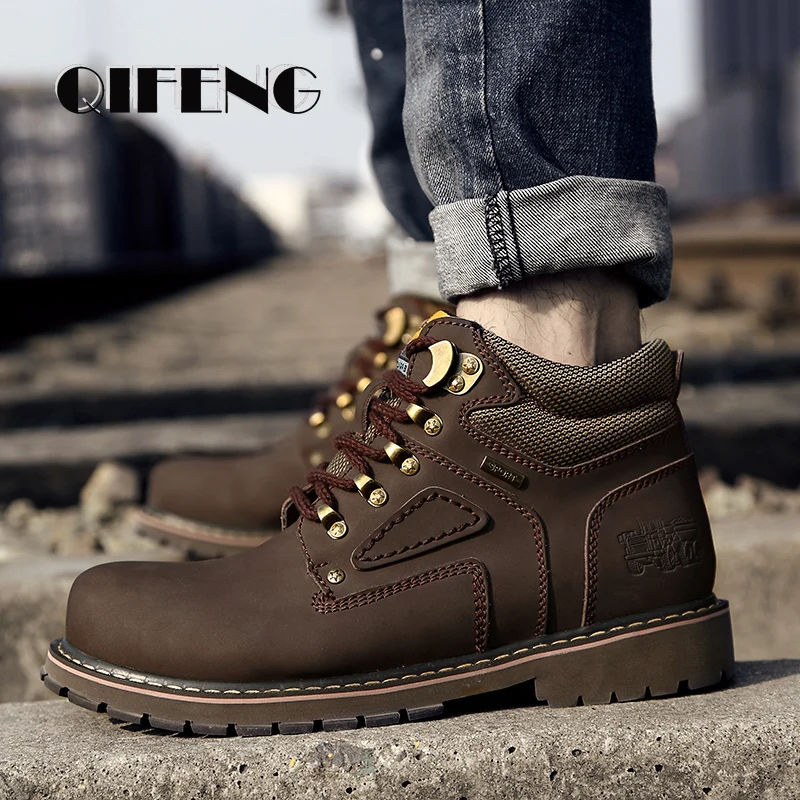 

Autumn Winter Men's Boots High-heeled Boots Fashion Martin Snow Warm Work Fashion Tactical Boots Padded British Style England