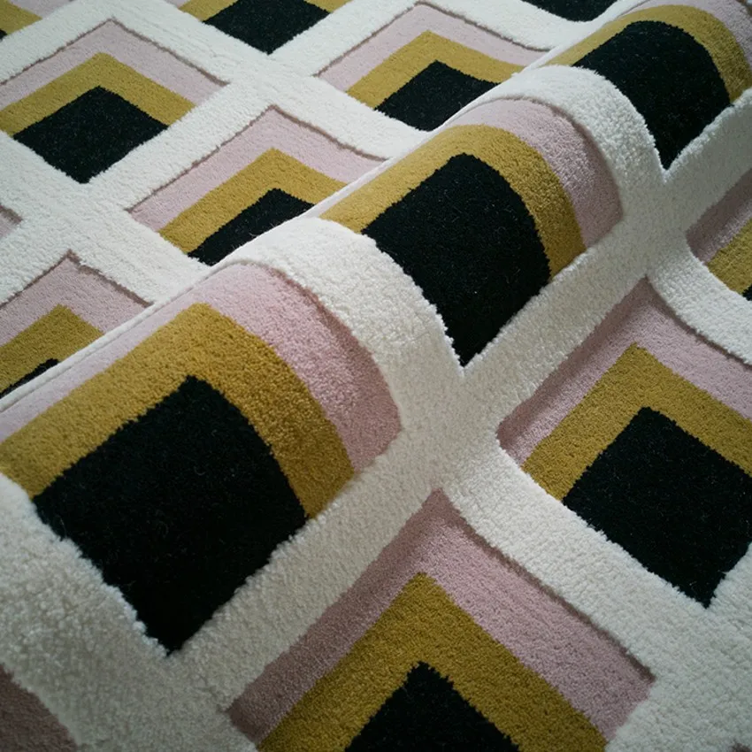 100% Новая Зеландия шерсть ручной работы геометрический ковер в розовом цвете пост
