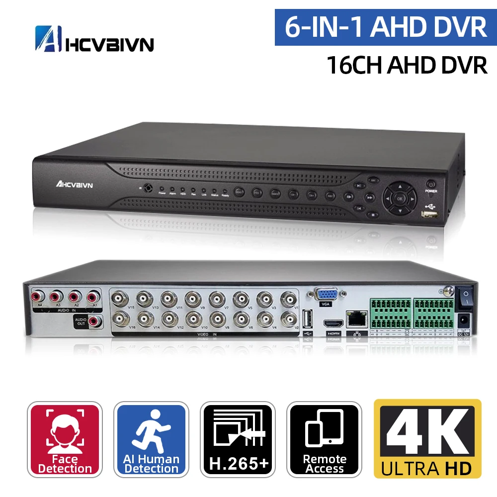 

4K 16CH Video Surveillance Video Recorder CCTV DVR for Home Security Support Face Detection HDD 8MP Video Output H.265 AHD DVR
