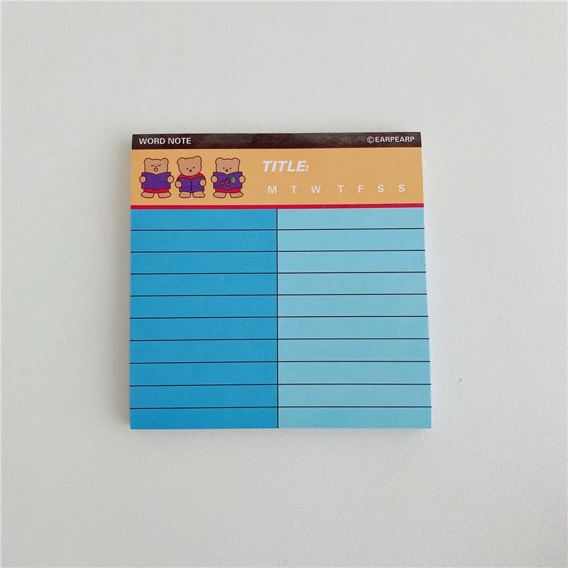 50 листов корейский мультяшный дневной бумажный блокнот для записей с