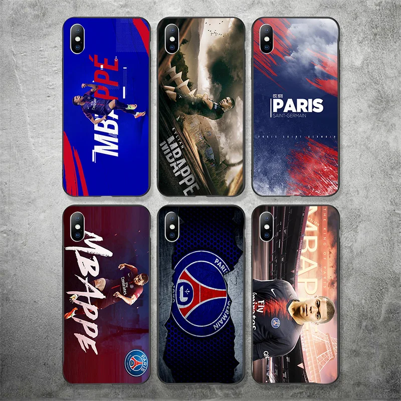 Чехол для телефона FC Париж PSG iphone XR 11 Pro XS Max X 5 5S черный DIY мягкий чехол Mbappe SE 7 8 6 6S