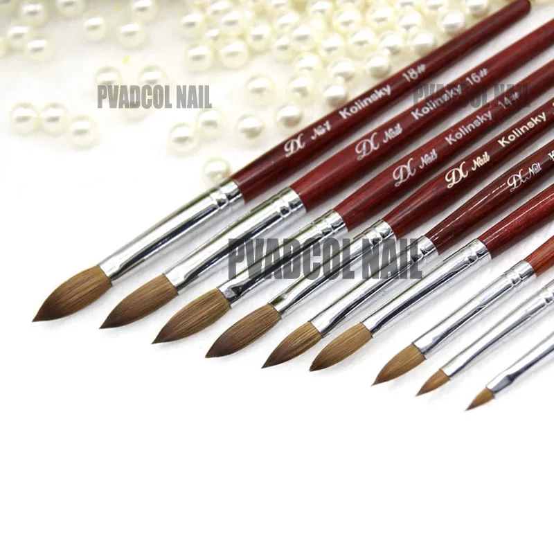 Kolinsky соболиная акриловая кисть для ногтей маникюра плоская деревянная ручка